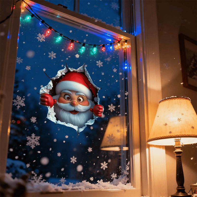 3D Wandaufkleber Weihnachtsmann-Überraschung