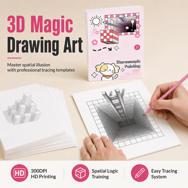 DE RDUCTION! Livre de dessin stroscopique en 3D pour enfants, avec des activits de coloriage et de dcoupage, FRENCH VERSION