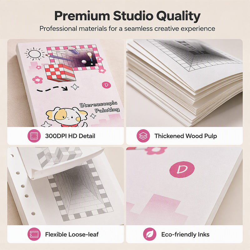 DE RDUCTION! Livre de dessin stroscopique en 3D pour enfants, avec des activits de coloriage et de dcoupage, FRENCH VERSION