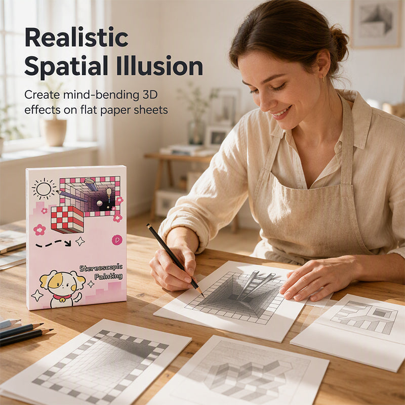 DE RDUCTION! Livre de dessin stroscopique en 3D pour enfants, avec des activits de coloriage et de dcoupage, FRENCH VERSION