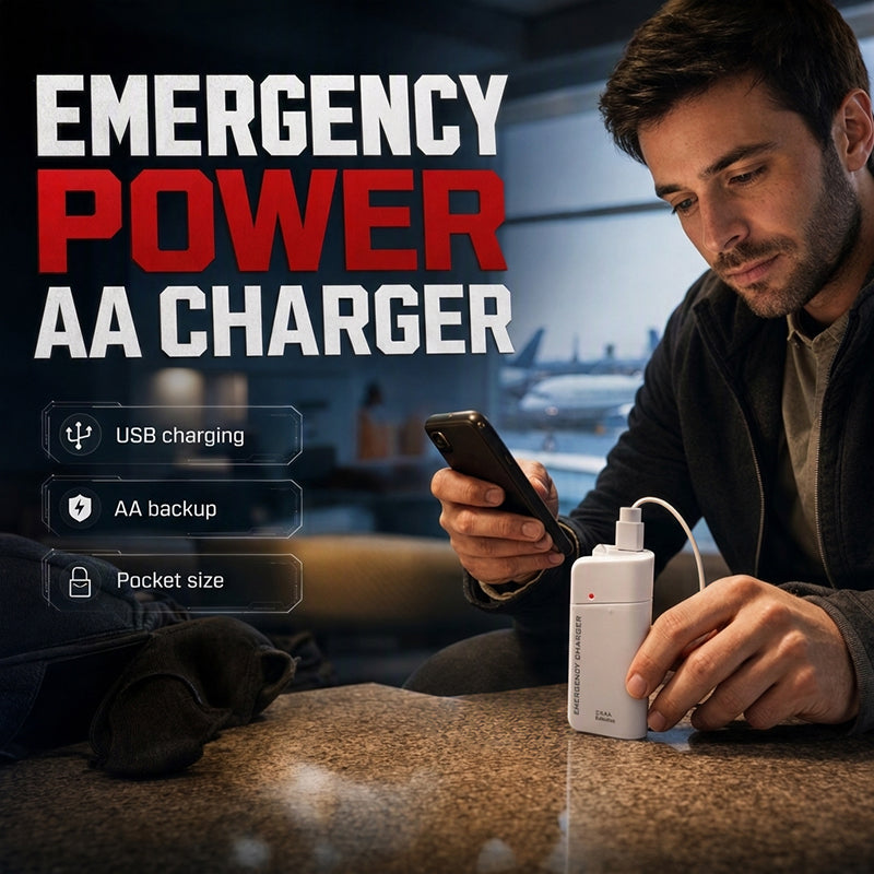 Chargeur d'urgence portable pour tlphone, batterie externe alimente par piles AA avec lampe torche LED