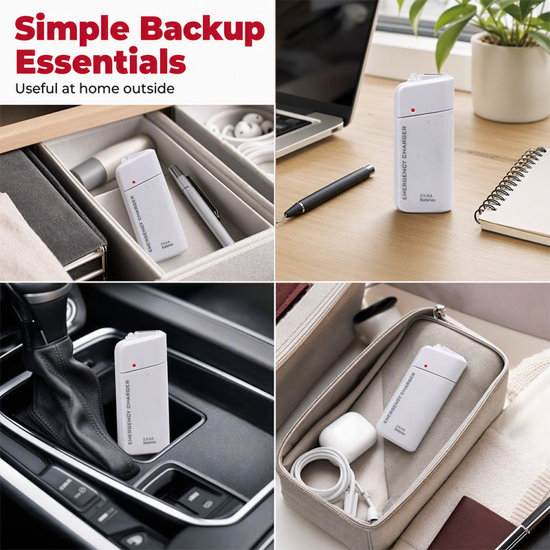 Chargeur d'urgence portable pour tlphone, batterie externe alimente par piles AA avec lampe torche LED