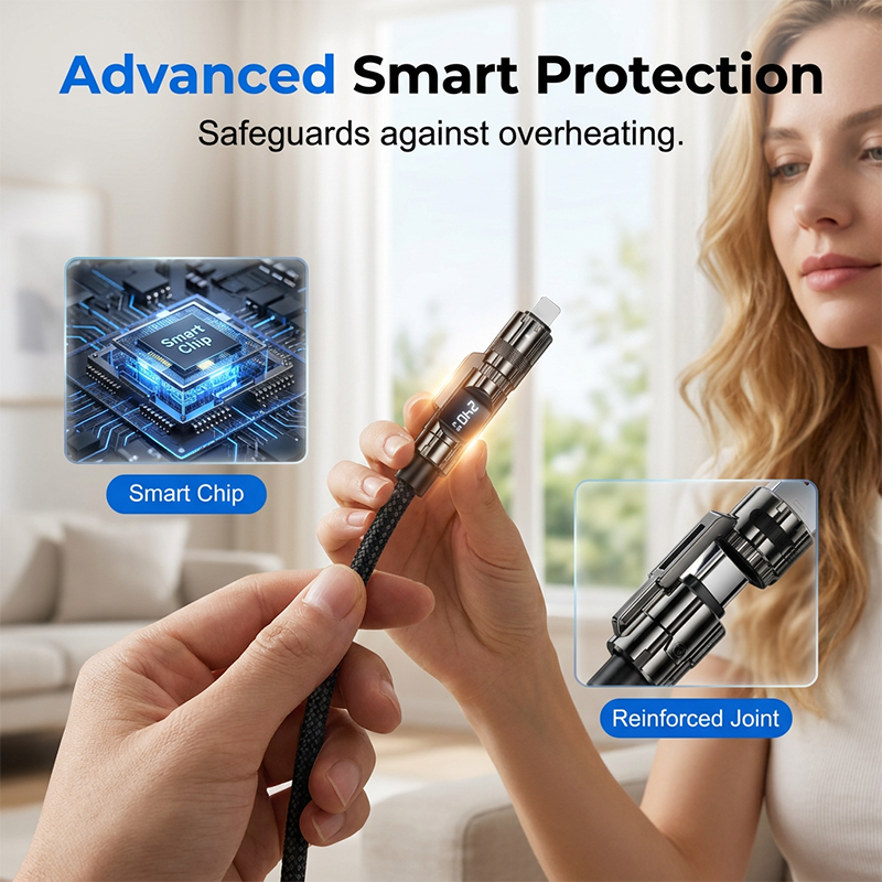 Cable de Charge 4-en-1 avec Affichage Numrique Intelligent