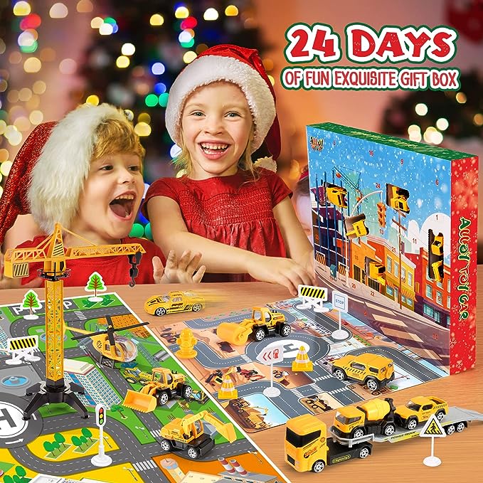 DE RDUCTION CALENDRIER DE L'AVENT GAR?ON - 24 Jours de Chantier Miniature, Vhicules Allis avec Outils Ralistes