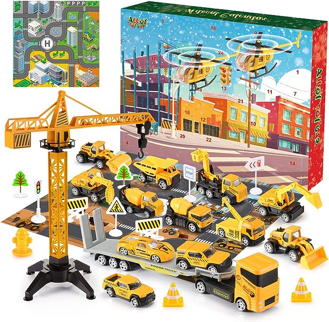 DE RDUCTION ADVENTSKALENDER JUNGE - 24 Tage Miniatur-Baustelle, Gelenkfahrzeuge mit Realistischen Werkzeugen