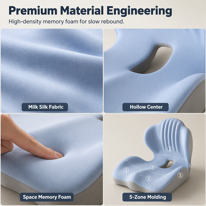 Ergonomisches Sitzkissen aus Memory-Schaum mit Lordosenstütze Optimaler Komfort den ganzen Tag, ideal für Büro, Auto und Zuhause