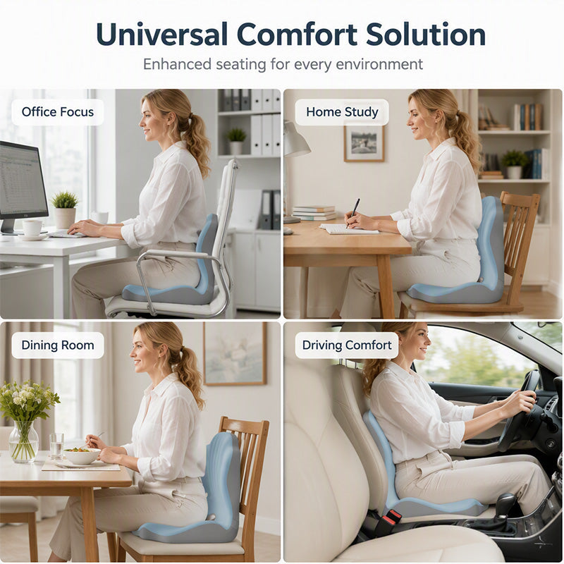 Ergonomisches Sitzkissen aus Memory-Schaum mit Lordosenstütze Optimaler Komfort den ganzen Tag, ideal für Büro, Auto und Zuhause