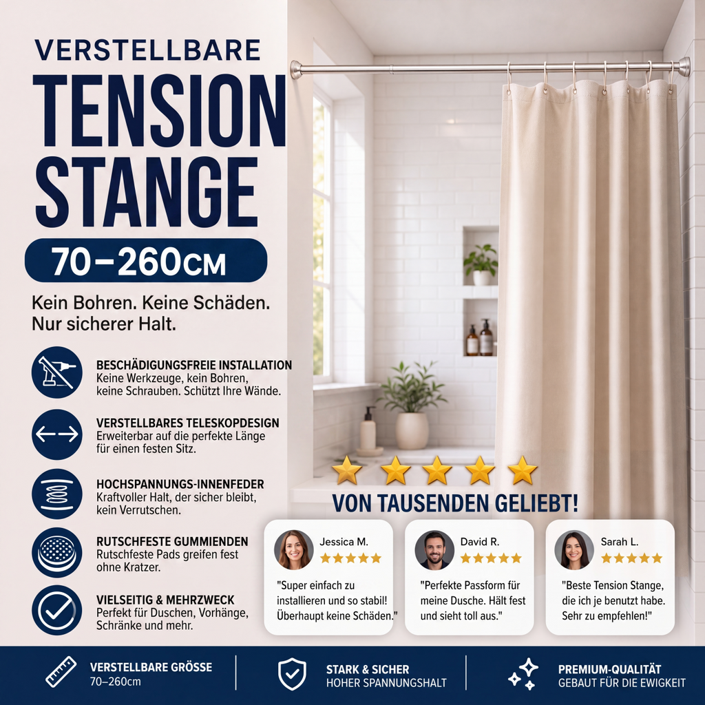 DE RDUCTION Tringle rglable sans per?age Montage sans outils, fixation solide et polyvalente Cre instantanment un espace de rangement partout et tout moment