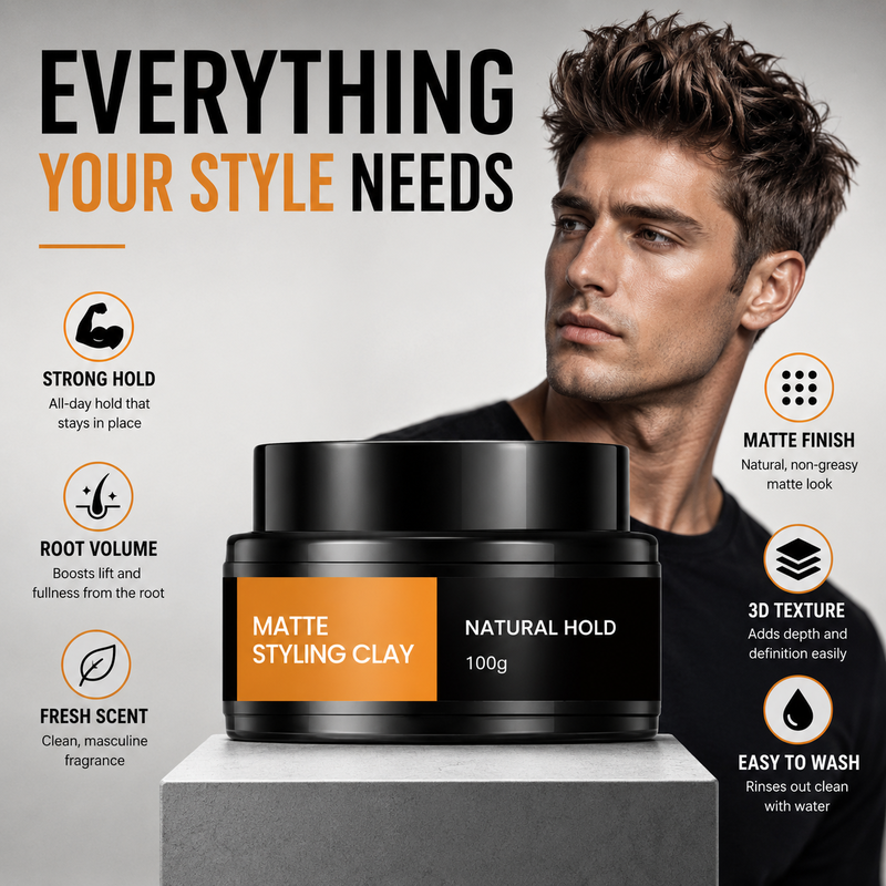 Pate coiffante pour homme, fixation forte et texture lgre