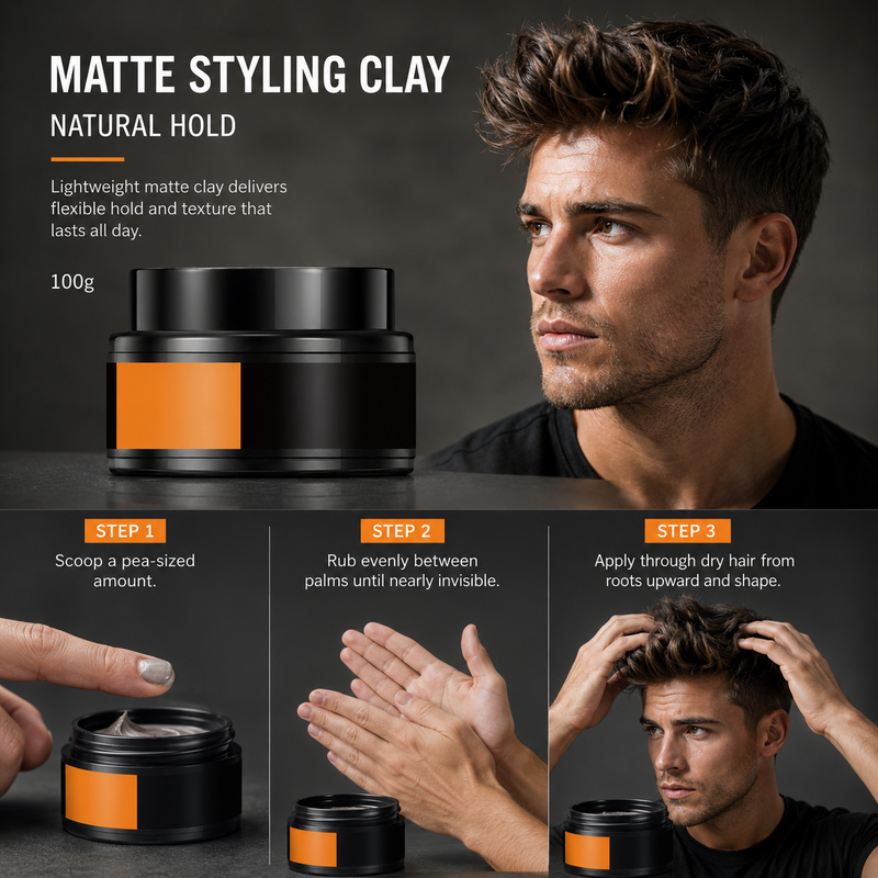 Pate coiffante pour homme, fixation forte et texture lgre