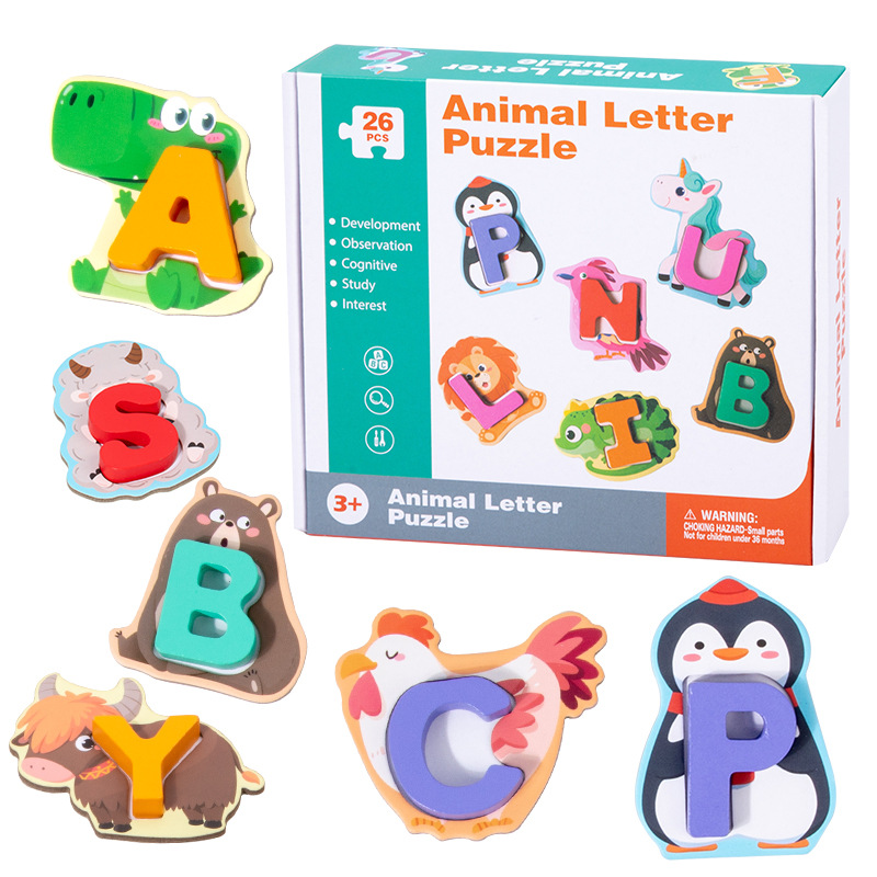 REDUZIERT Assoziationsspielzeug aus Holz: Buchstaben und Tiere