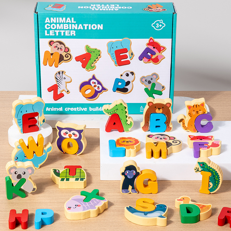 REDUZIERT Assoziationsspielzeug aus Holz: Buchstaben und Tiere