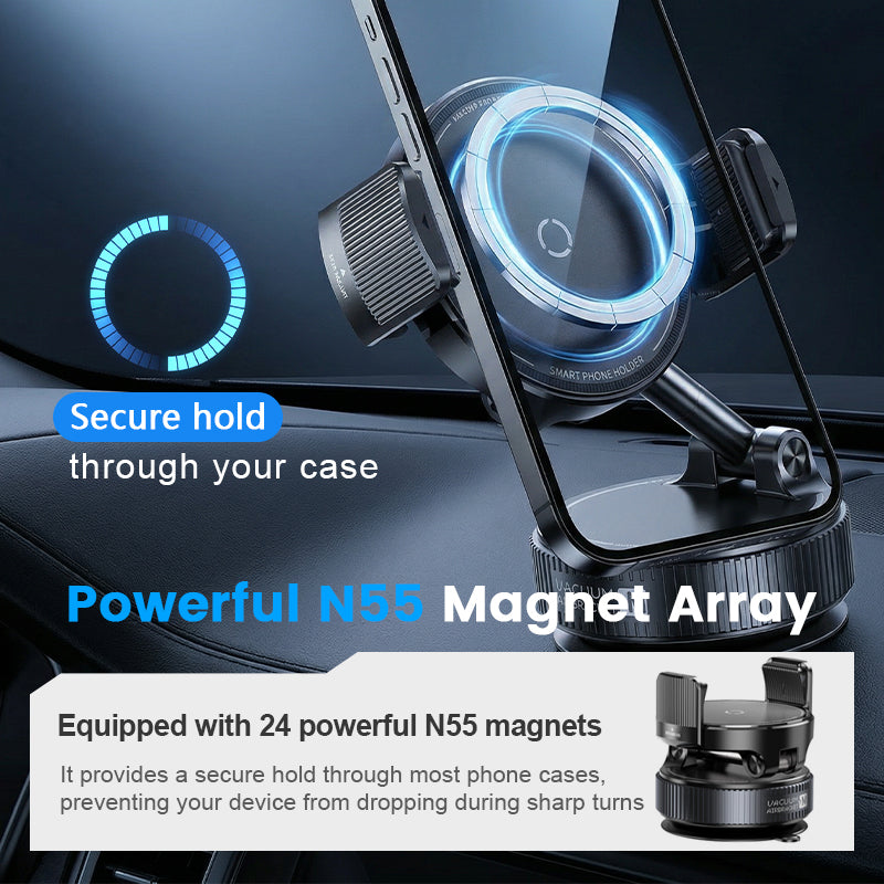 DE RDUCTION Magnetische Auto-Handyhalterung Verstellbar mit Saugnapfbasis, Leistungsstarke N55 Magnete, 1080° Drehung & Sofortbefestigung, Universell Kompatibel mit allen Smartphones