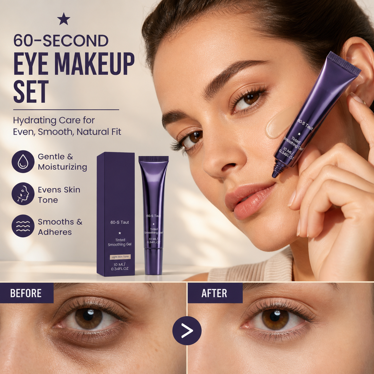 Conomies exceptionnelles - 50 % DE RDUCTION Kit de maquillage pour les yeux 60 secondes Gel teint raffermissant pour les poches et les cernes