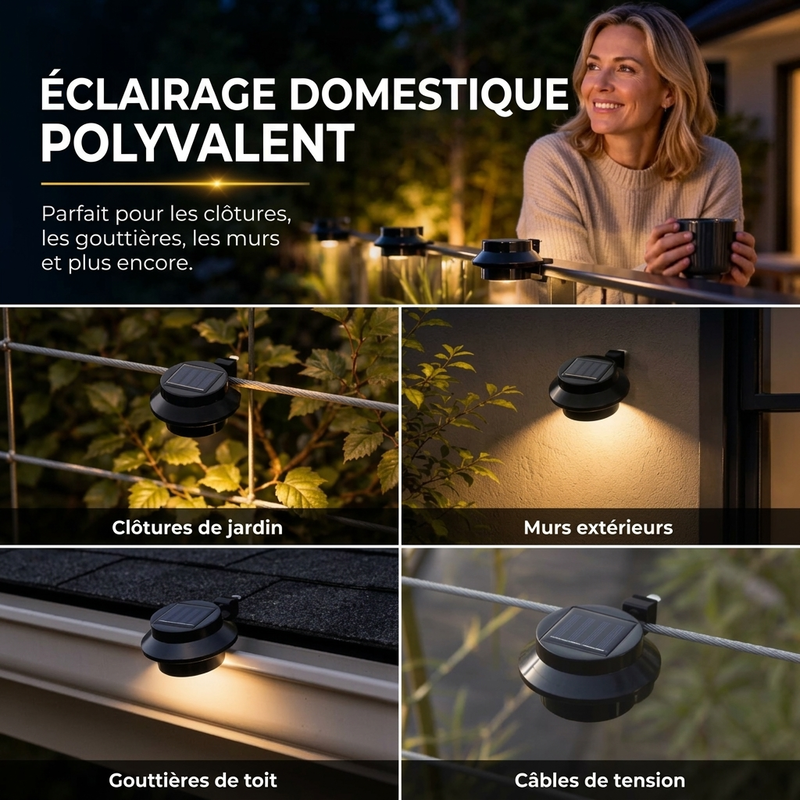 Rduction Lampes solaires murales pour gouttires LED tanches extrieur, parfait pour jardin et cl?ture