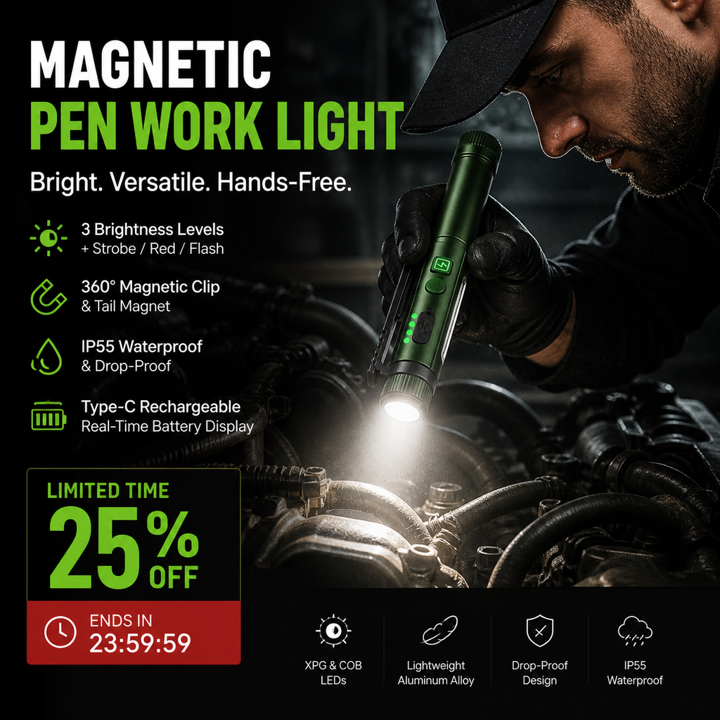 Lampe de travail multifonctionnelle aimant puissant en forme de stylo